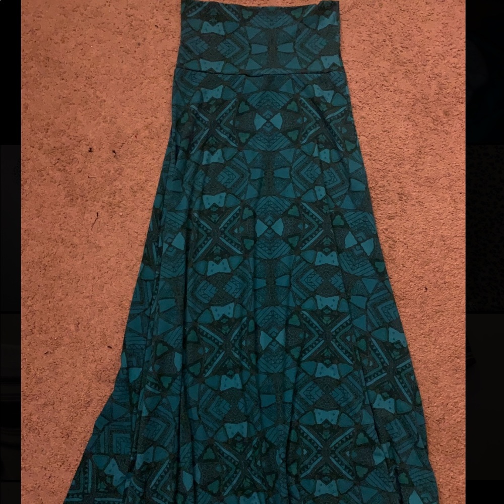 Green and blue lularoe maxi skirt